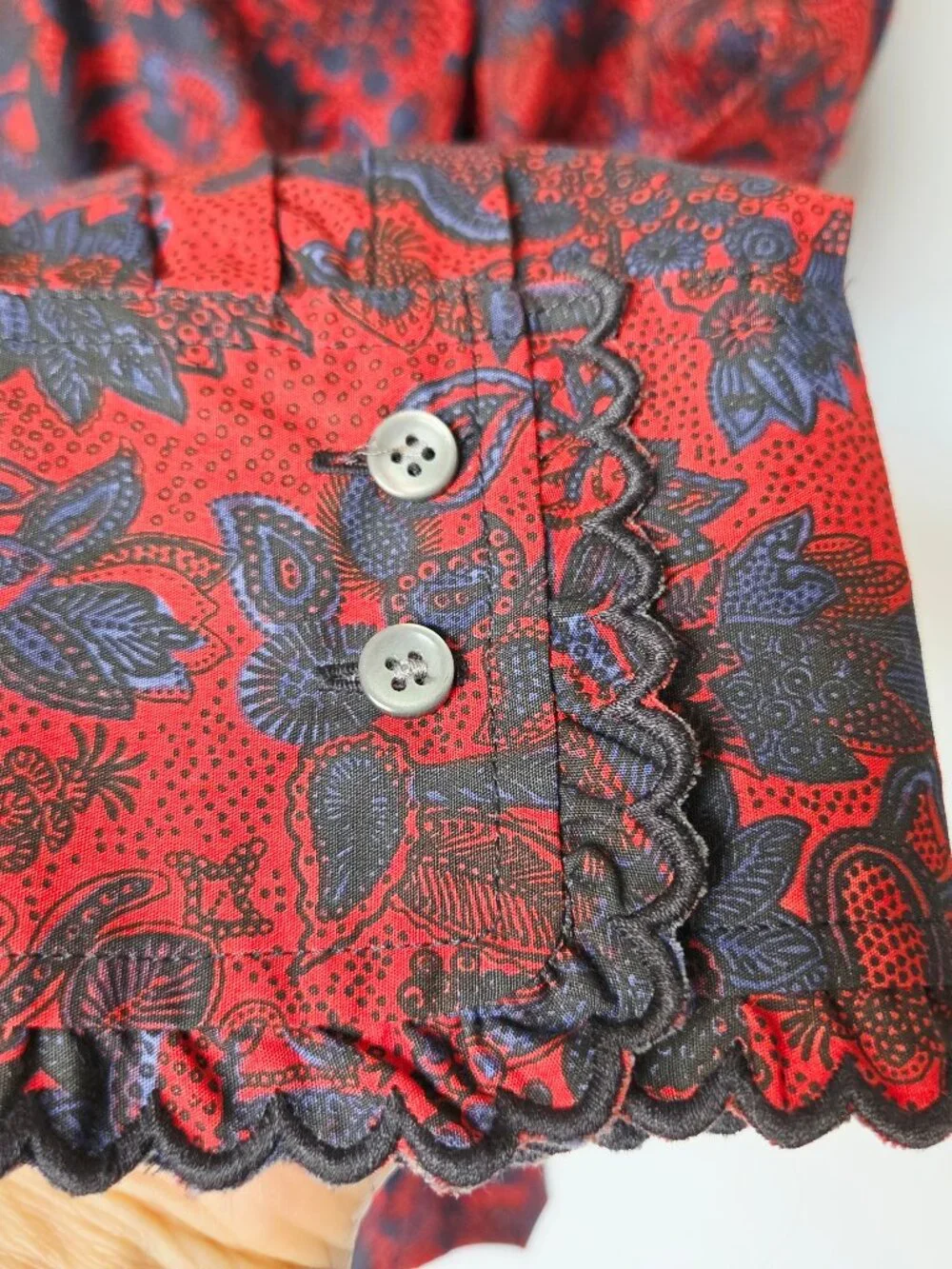 NWoT J.Crew Collection Scallop-Ruffle Perfect Shirt Ratti Poinsettia Paisley